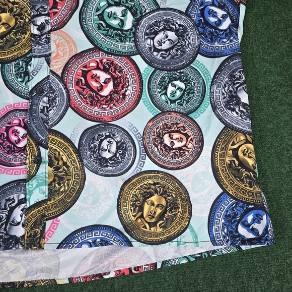 Red Ape | MCMXXXIII Medusa Coin Flip Button Down Mens Shirt - Plus SIZE 4x - Picture 12 of 16